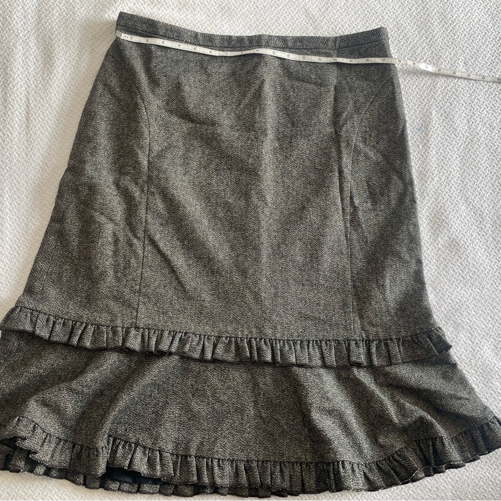 LOFT Charcoal A-Line Skirt with Ruffle Hem
